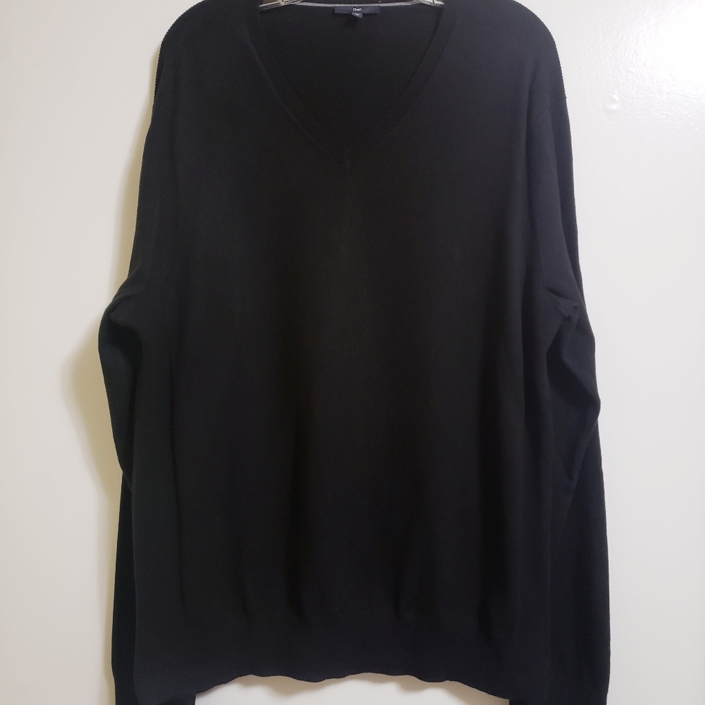 GAP Men's V-neck True Black 100% Cotton Sweater